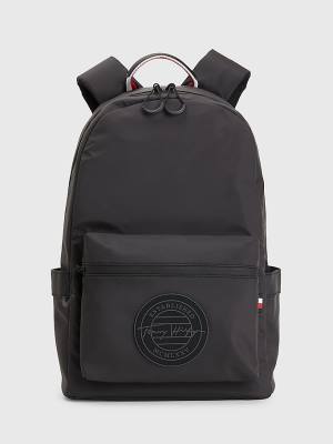 Tommy Hilfiger Recycled Polyester Signature Logo Backpack Táska Férfi Fekete | TH604QEM