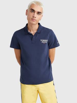 Tommy Hilfiger Regular Fit Jersey Póló Férfi Kék | TH250MGY