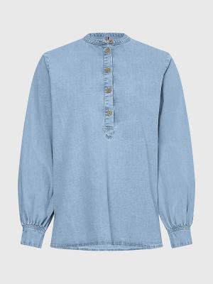 Tommy Hilfiger Relaxed Fit Denim Henley Ingek Női Denim | TH917BTM