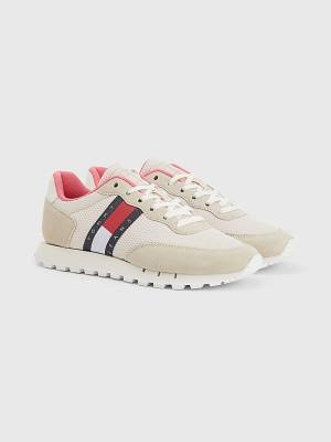 Tommy Hilfiger Retro Mixed Texture Runner Tornacipő Női Bézs | TH457OCL