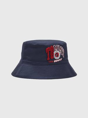 Tommy Hilfiger Reversible Logo Bucket Kalap Férfi Kék | TH783LRQ