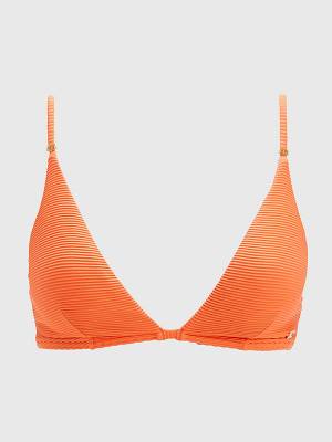 Tommy Hilfiger Ribbed Triangle Bikini Top Fürdőruha Női Piros | TH376LGS