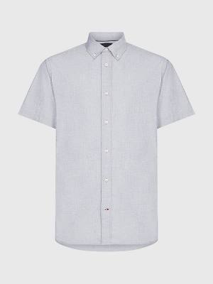 Tommy Hilfiger Rövid Sleeve Regular Fit Poplin Ingek Férfi Kék | TH294KFT