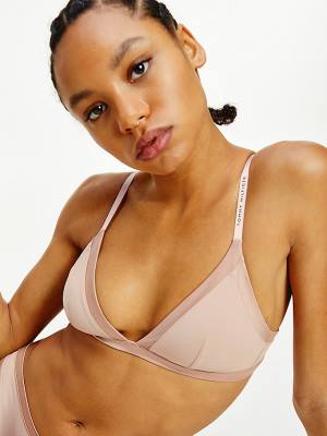 Tommy Hilfiger Satin Trim Triangle Bra Fehérnemű Női Bézs | TH975PHD