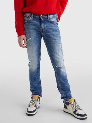 Tommy Hilfiger Scanton Washed & Worn Slim Fit Farmer Férfi Denim | TH407GJE