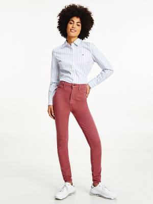 Tommy Hilfiger Sculpt High Rise Super Skinny Nadrág Női Piros | TH302VDQ