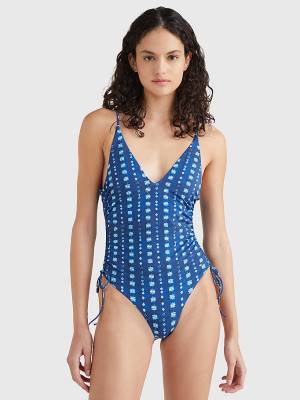 Tommy Hilfiger Shibori Print One Piecesuit Fürdőruha Női Kék | TH340OPM