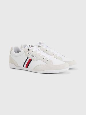 Tommy Hilfiger Signature Bőr Mix Cupsole Tornacipő Férfi Fehér | TH140AWK