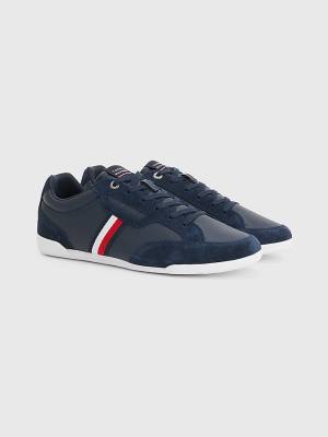 Tommy Hilfiger Signature Bőr Mix Cupsole Tornacipő Férfi Kék | TH367FJG