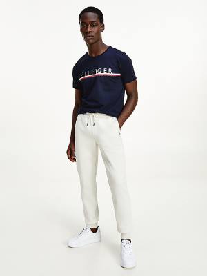 Tommy Hilfiger Signature Detail Organic Pamut Póló Férfi Kék | TH654GRS