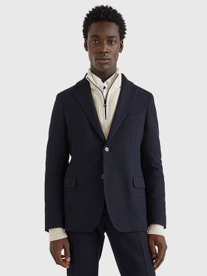 Tommy Hilfiger Slim Fit Constructed Blézerek Férfi Kék | TH389ORA