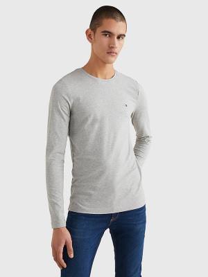 Tommy Hilfiger Slim Fit Long Sleeve Póló Férfi Szürke | TH394FWH