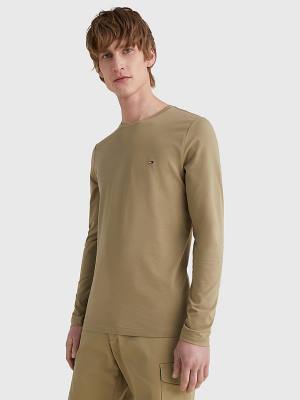 Tommy Hilfiger Slim Fit Long Sleeve Póló Férfi Barna | TH629VNT