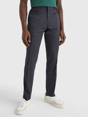 Tommy Hilfiger Slim Fit Pinstripe Nadrág Férfi Kék | TH018NDM