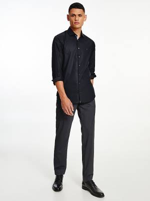 Tommy Hilfiger Slim Fit Poplin Ingek Férfi Fekete | TH986EOG