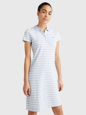 Tommy Hilfiger Slim Fit Stripe Polo Ruha Női Kék | TH791CNZ