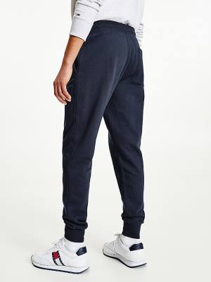 Tommy Hilfiger Slim Fleece Signature Joggers Nadrág Férfi Kék | TH935XRA