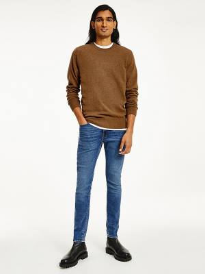 Tommy Hilfiger Soft Merino Wool Crew Neck Jumper Pulóverek Férfi Barna | TH701PWA