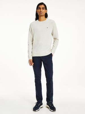 Tommy Hilfiger Soft Merino Wool Crew Neck Jumper Pulóverek Férfi Bézs | TH834WHL