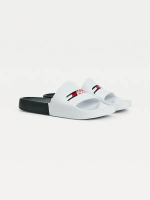 Tommy Hilfiger Sport Colour-Blocked Pool Slides Szandál Férfi Fehér | TH265WDC