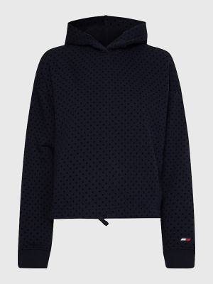 Tommy Hilfiger Sport Flocked Polka-Dot Relaxed Fit Kapucnis Pulóver Női Kék | TH430WZS