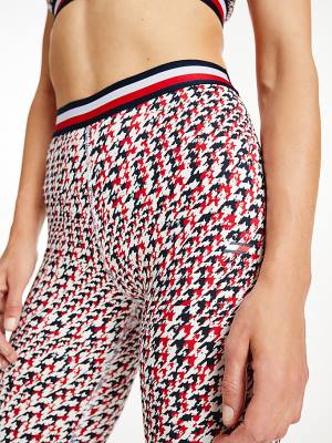 Tommy Hilfiger Sport Full Length Houndstooth Leggings Női Piros | TH194WKV