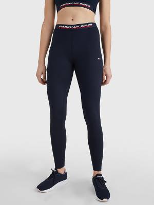 Tommy Hilfiger Sport Full Length Waistband Detail Leggings Női Kék | TH137PXI