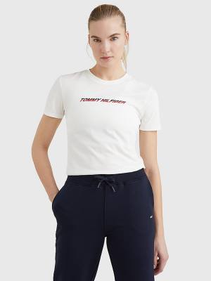 Tommy Hilfiger Sport Logo Póló Női Fehér | TH784WSG