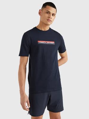 Tommy Hilfiger Sport Organic Jersey Póló Férfi Kék | TH261CUW