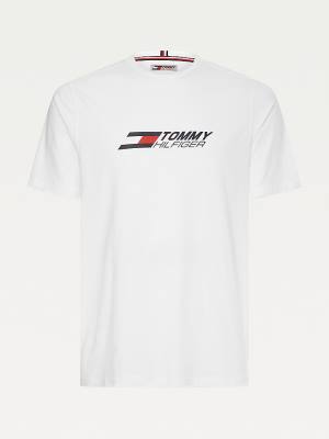 Tommy Hilfiger Sport Organic Pamut Logo Póló Férfi Fehér | TH385PUL