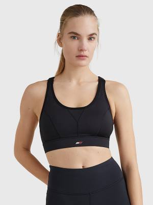 Tommy Hilfiger Sport Racerback High Support Bra Fehérnemű Női Fekete | TH965PJL