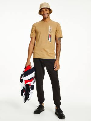 Tommy Hilfiger Sport Stretch Organic Pamut Jersey Póló Férfi Barna | TH963BQK