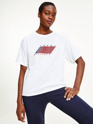 Tommy Hilfiger Sport TH Cool Organic Pamut Póló Női Fehér | TH168ZPQ