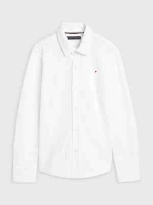 Tommy Hilfiger Stretch Organic Pamut Pique Ingek Fiú Fehér | TH492CJS