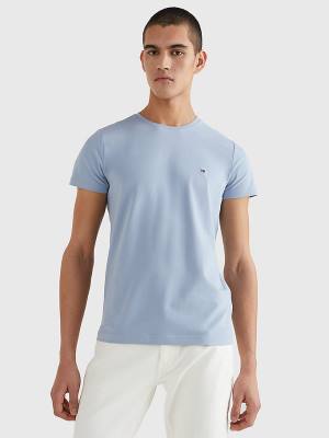 Tommy Hilfiger Stretch Organic Pamut Slim Fit Póló Férfi Kék | TH012ZSE