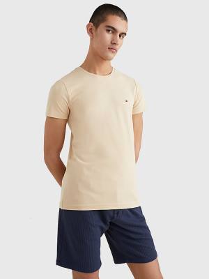 Tommy Hilfiger Stretch Organic Pamut Slim Fit Póló Férfi Bézs | TH173OAE