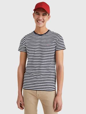 Tommy Hilfiger Stretch Organic Pamut Slim Fit Póló Férfi Kék | TH653WUO