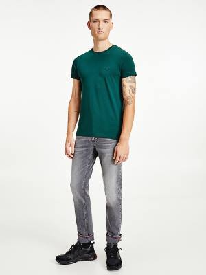 Tommy Hilfiger Stretch Organic Pamut Slim Fit Póló Férfi Zöld | TH726LVJ