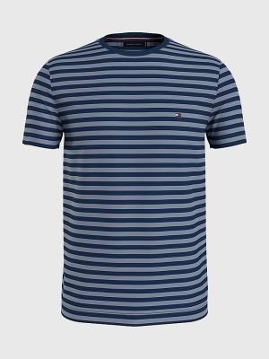 Tommy Hilfiger Stretch Organic Pamut Slim Fit Póló Férfi Kék | TH819YSF