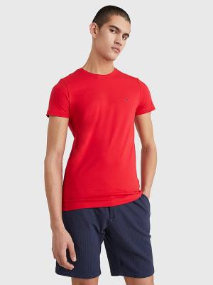 Tommy Hilfiger Stretch Organic Pamut Slim Fit Póló Férfi Piros | TH867QXH