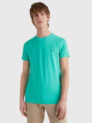 Tommy Hilfiger Stretch Organic Pamut Slim Fit Póló Férfi Zöld | TH983GIW