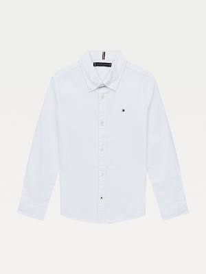 Tommy Hilfiger Stretch Oxford Pamut Shirt Póló Lány Fehér | TH364MLR