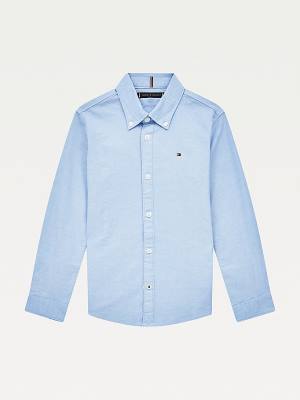 Tommy Hilfiger Stretch Oxford Pamut Shirt Póló Lány Kék | TH513XYO