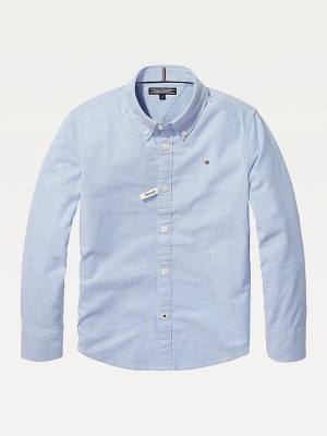 Tommy Hilfiger Stretch Oxford Shirt Póló Lány Kék | TH598FCH