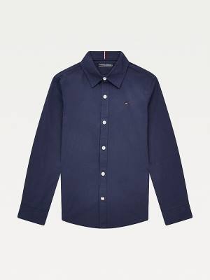 Tommy Hilfiger Stretch Pamut Poplin Ingek Fiú Kék | TH819XSQ