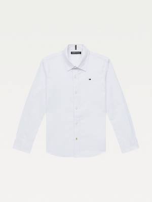 Tommy Hilfiger Stretch Pamut Poplin Shirt Póló Lány Fehér | TH392XEJ