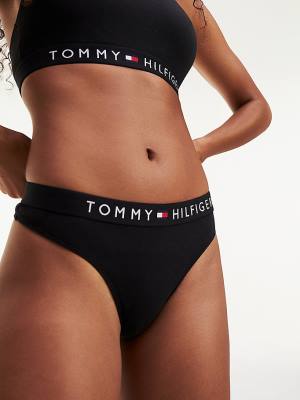 Tommy Hilfiger Stretch Pamut Tanga Fehérnemű Női Fekete | TH847EOP