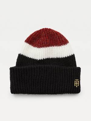 Tommy Hilfiger Stripe Rib-Knit Beanie Kalap Női Kék | TH208RJY