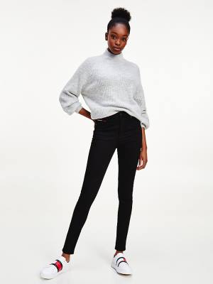 Tommy Hilfiger Sylvia High Rise Super Skinny Black Farmer Női Denim | TH038UVX