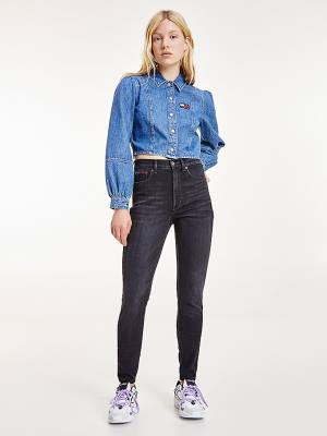 Tommy Hilfiger Sylvia High Rise Super Skinny Black Farmer Női Denim | TH679CAL